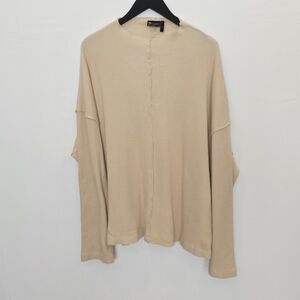 Asos Design Cotton Waffle Knit Raw Mock Neck Exposed Seams Women Sweater Size XL